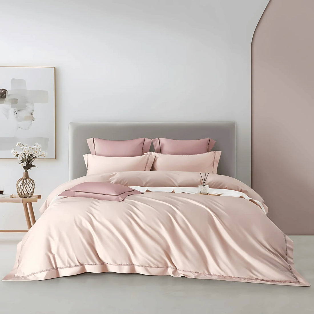 PEACH BLUSH SERENITY 1000 THREAD COUNT DUVET COVER &amp; SHAMS