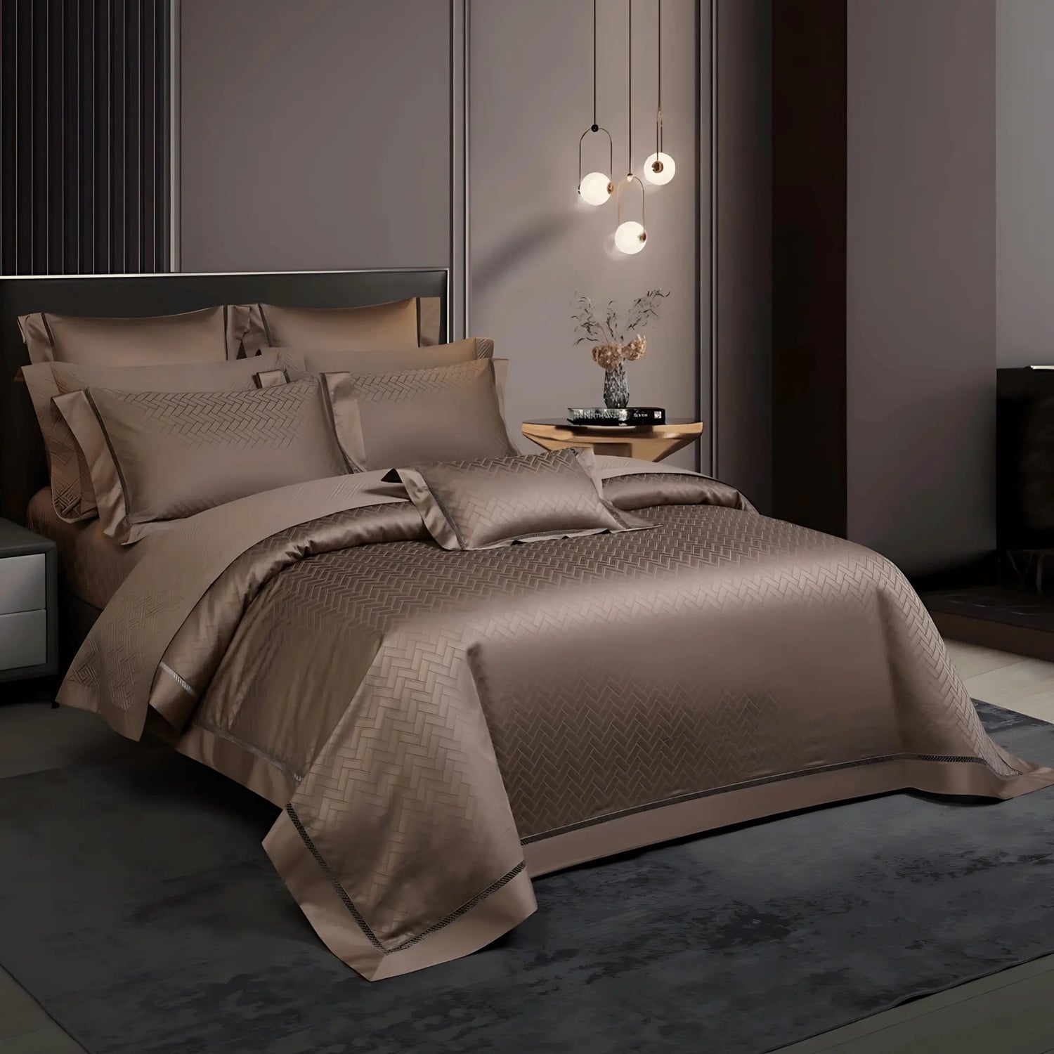 MOCHA ALLURE 1000 THREAD COUNT DUVET COVER &amp; SHAMS