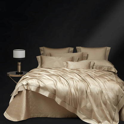 CHAMPAGNE ELEGANCE 1400 THREAD COUNT DUVET COVER &amp; SHAMS