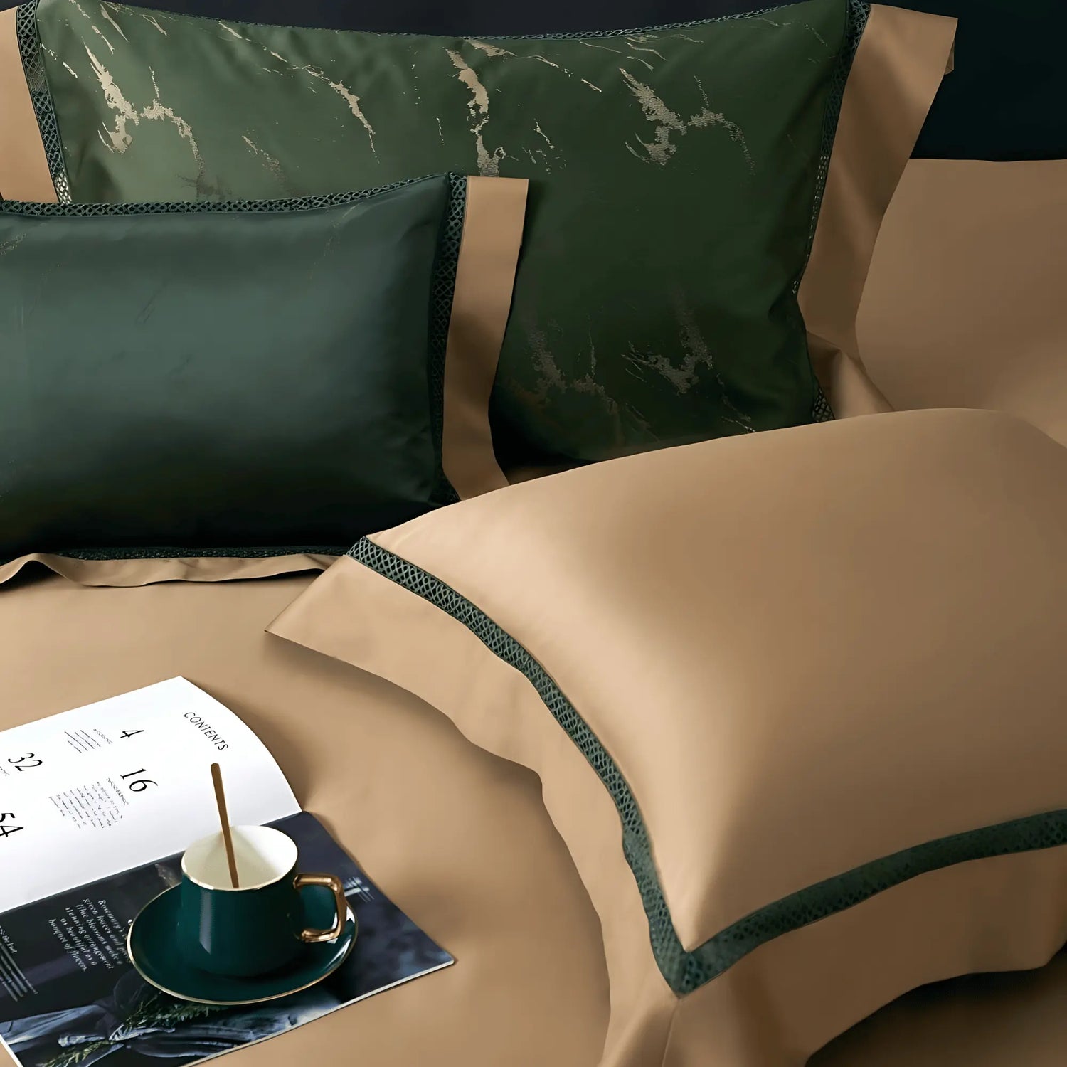 ROYAL EMERALD 1400 THREAD COUNT DUVET COVER &amp; SHAMS