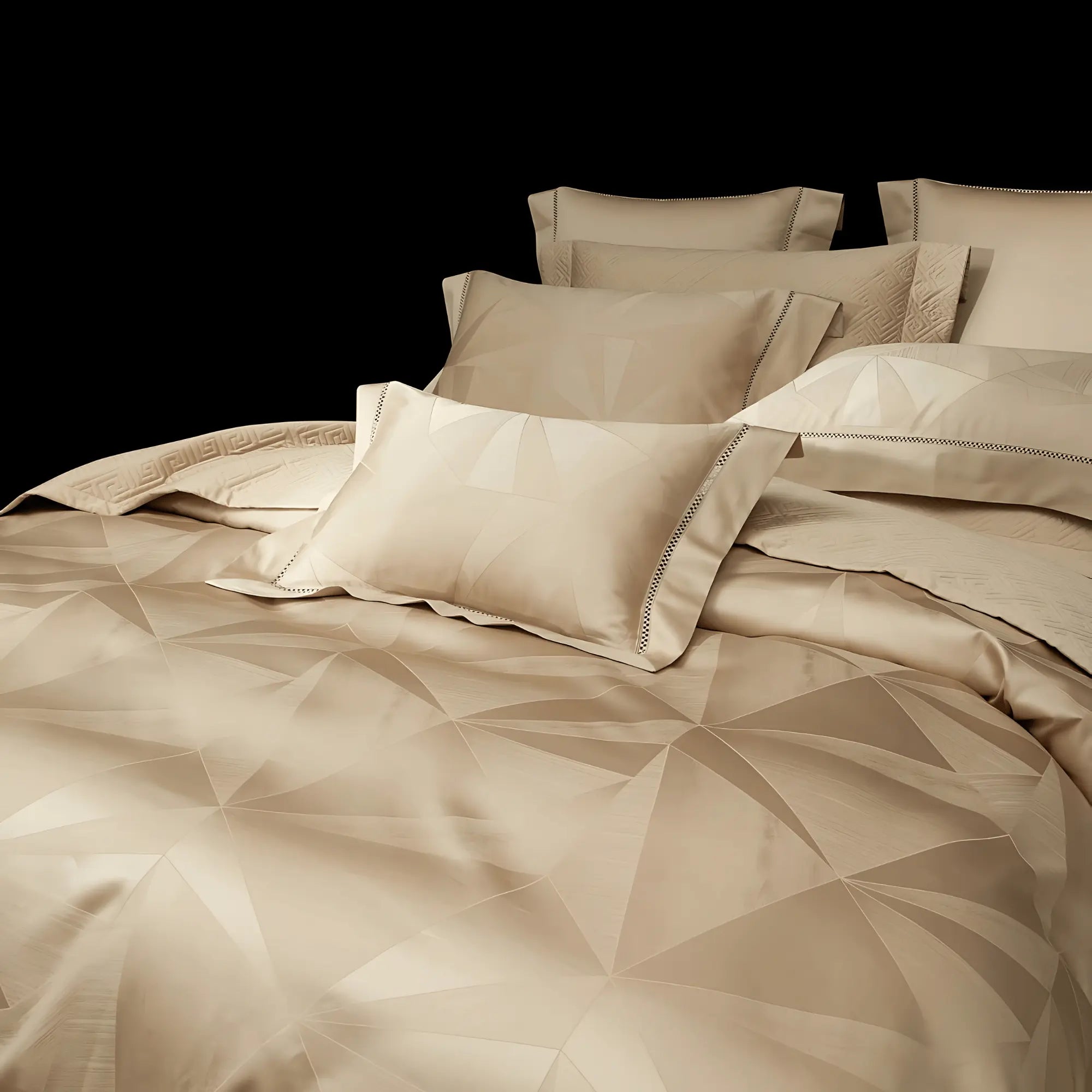 CHAMPAGNE ELEGANCE 1400 THREAD COUNT DUVET COVER &amp; SHAMS