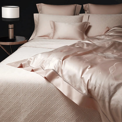 PEACH BLOSSOM 1400 THREAD COUNT DUVET COVER &amp; SHAMS