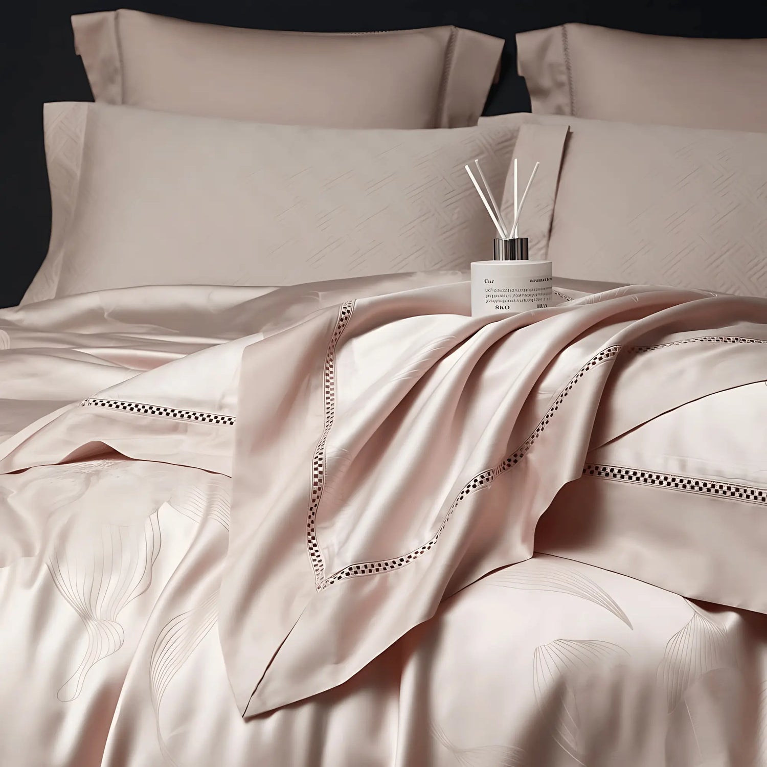 PEACH BLOSSOM 1400 THREAD COUNT DUVET COVER &amp; SHAMS