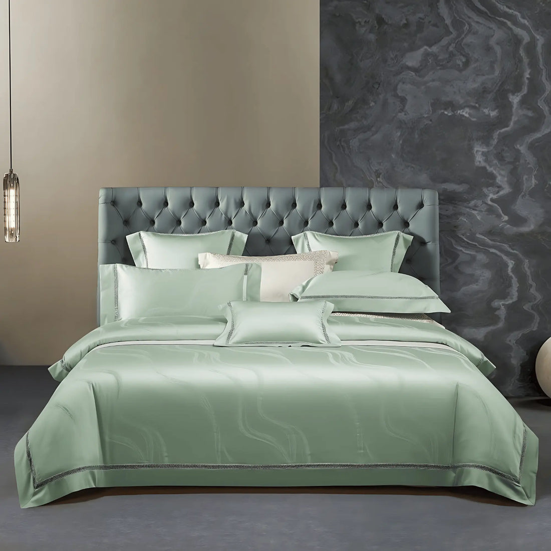 PISTACHIO ELEGANCE 1000 THREAD COUNT DUVET COVER &amp; SHAMS