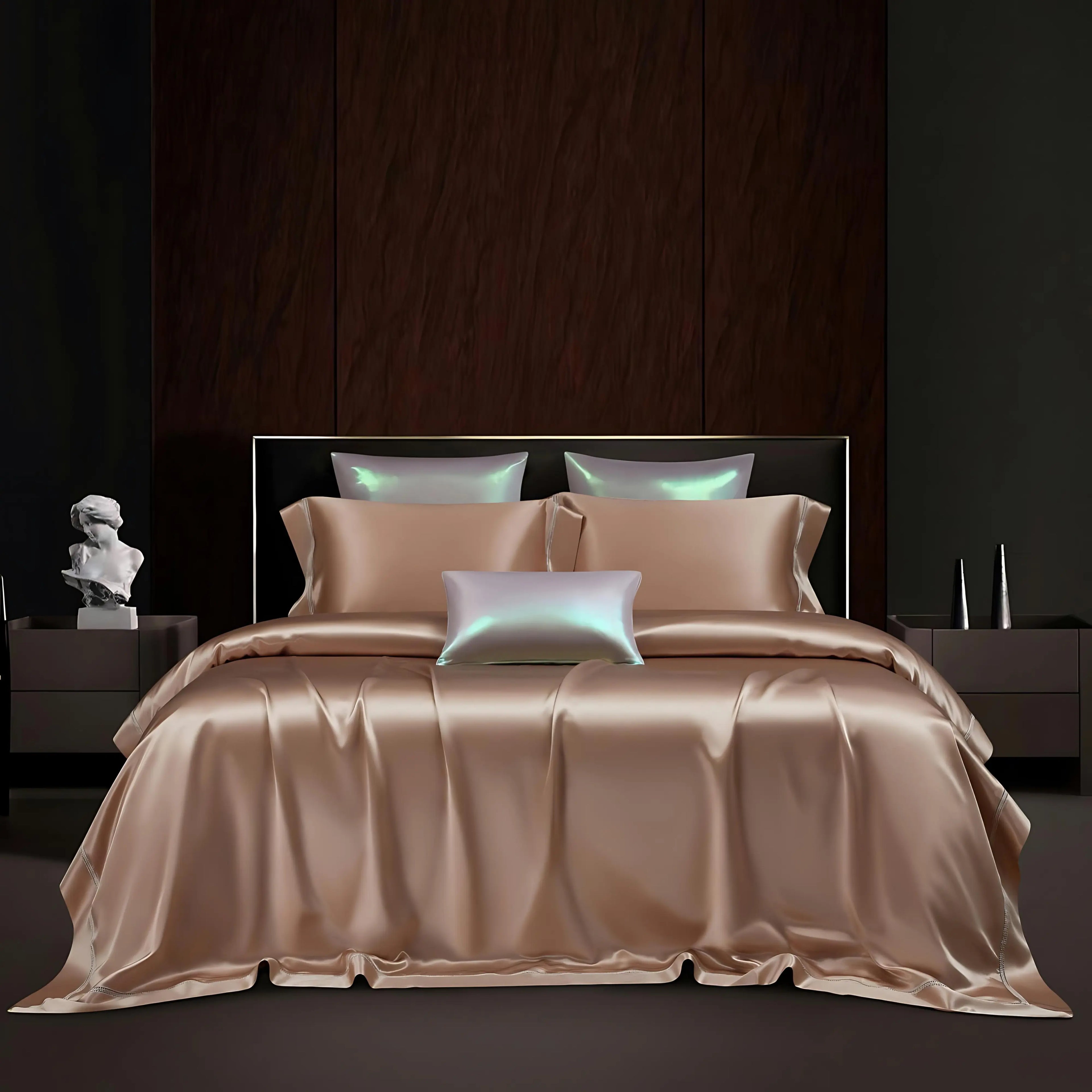 ROSY CHAMPAGNE MULBERRY SILK DUVET COVER &amp; SHAMS