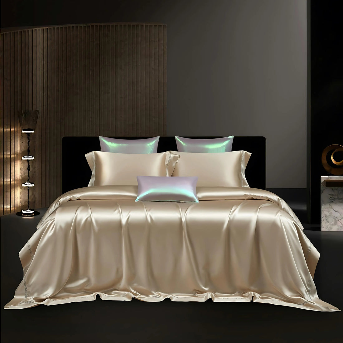 GOLDEN SERENITY MULBERRY SILK DUVET COVER &amp; SHAMS