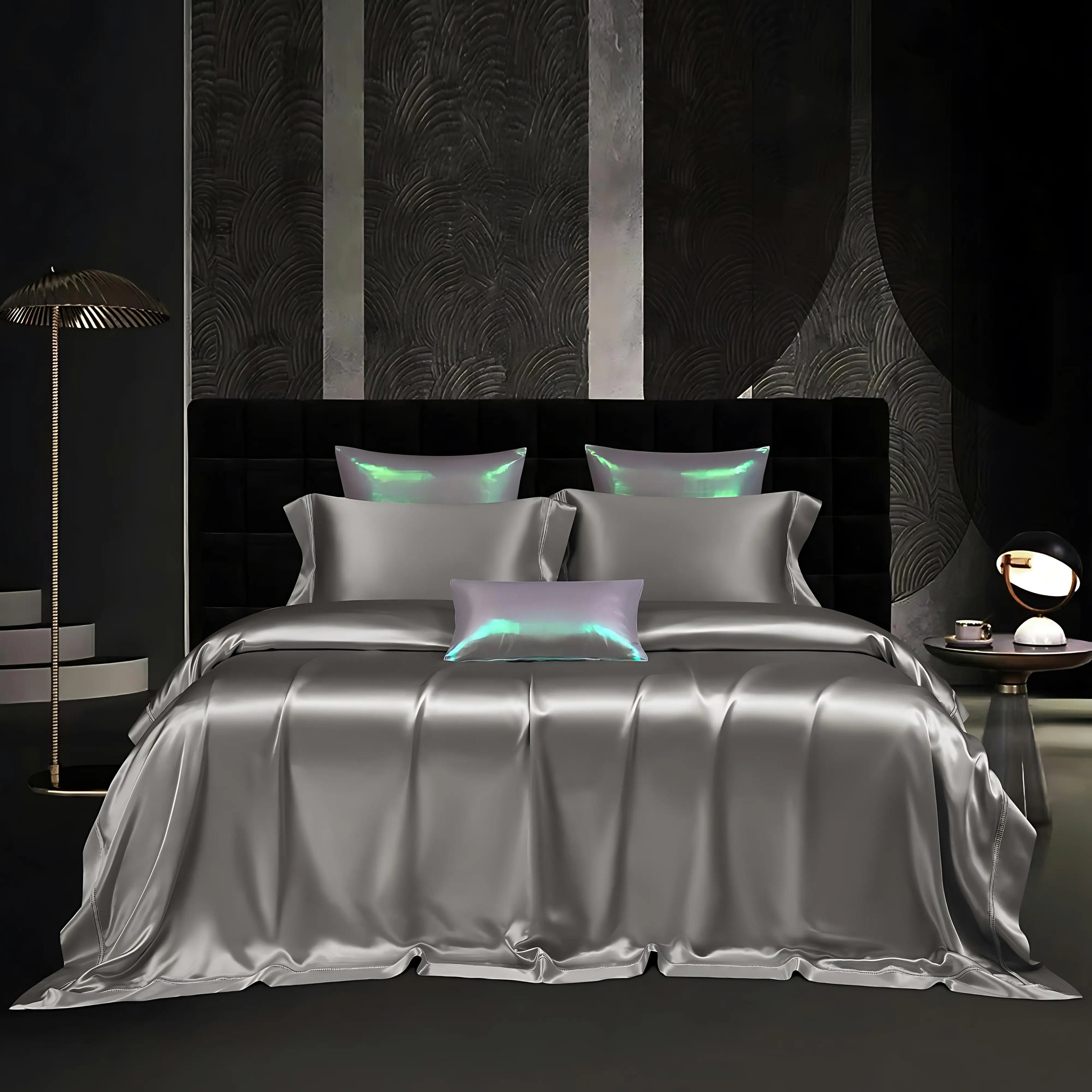 SILVER MOONLIGHT MULBERRY SILK DUVET COVER &amp; SHAMS