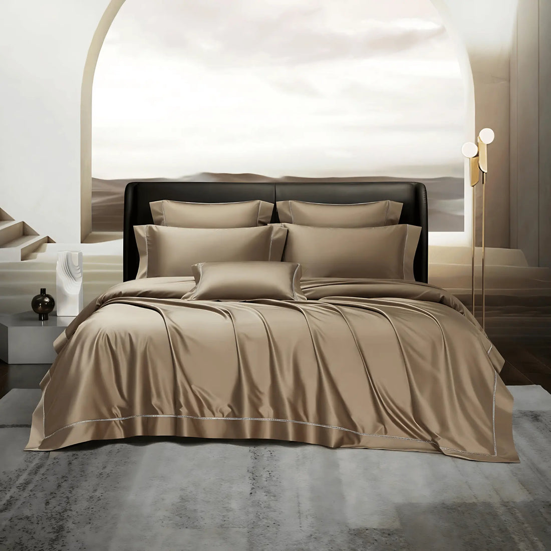 SANDY BRONZE 2000 THREAD COUNT DUVET COVER &amp; SHAMS