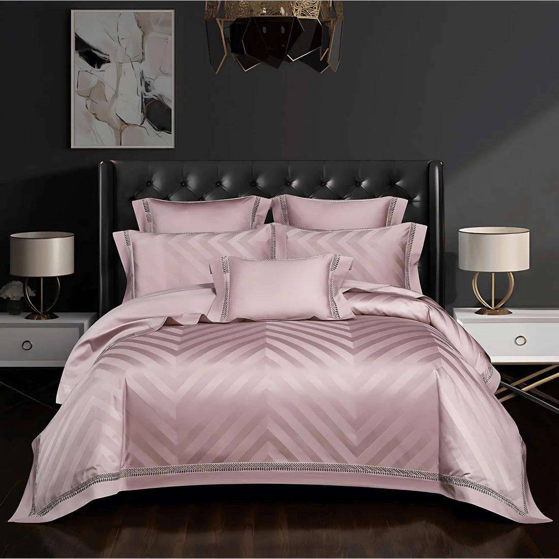 BLUSH MAUVE ELEGANCE 1000 THREAD COUNT DUVET COVER &amp; SHAMS