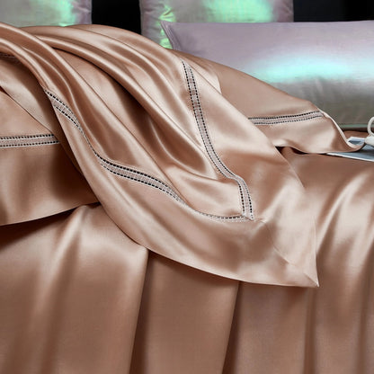 ROSY CHAMPAGNE MULBERRY SILK DUVET COVER &amp; SHAMS