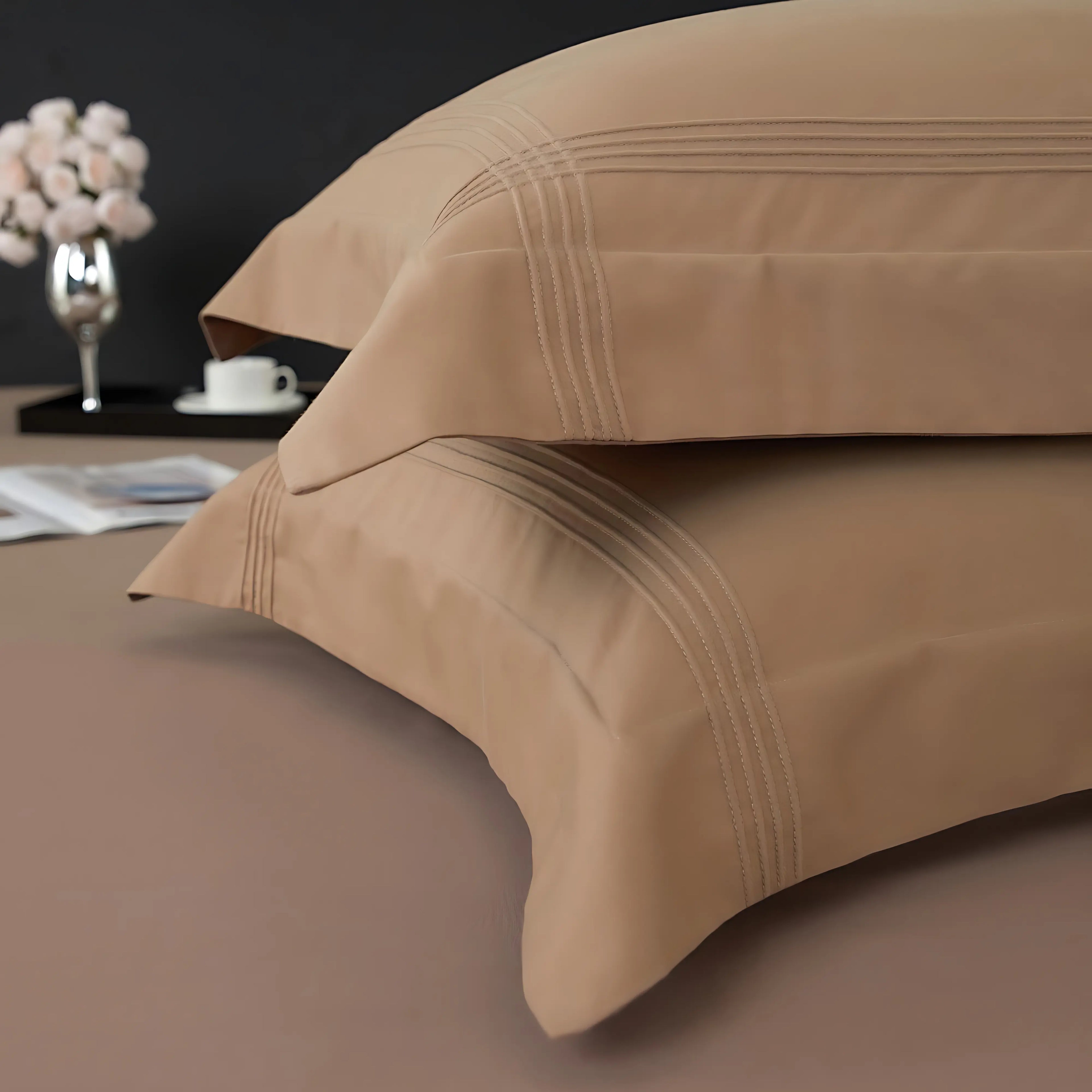 SANDSTONE BEIGE 600 THREAD COUNT DUVET COVER &amp; SHAMS