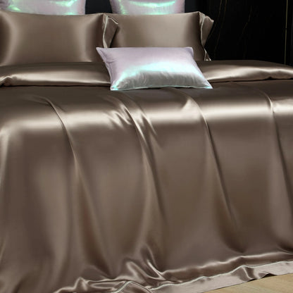 BRONZE MIST MULBERRY SILK DUVET COVER &amp; SHAMS