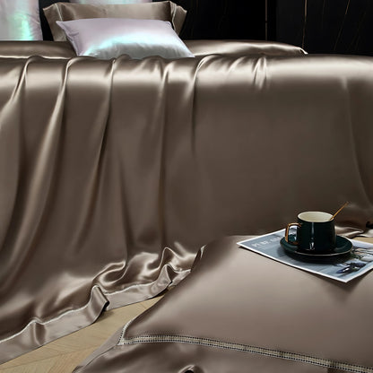 BRONZE MIST MULBERRY SILK DUVET COVER &amp; SHAMS