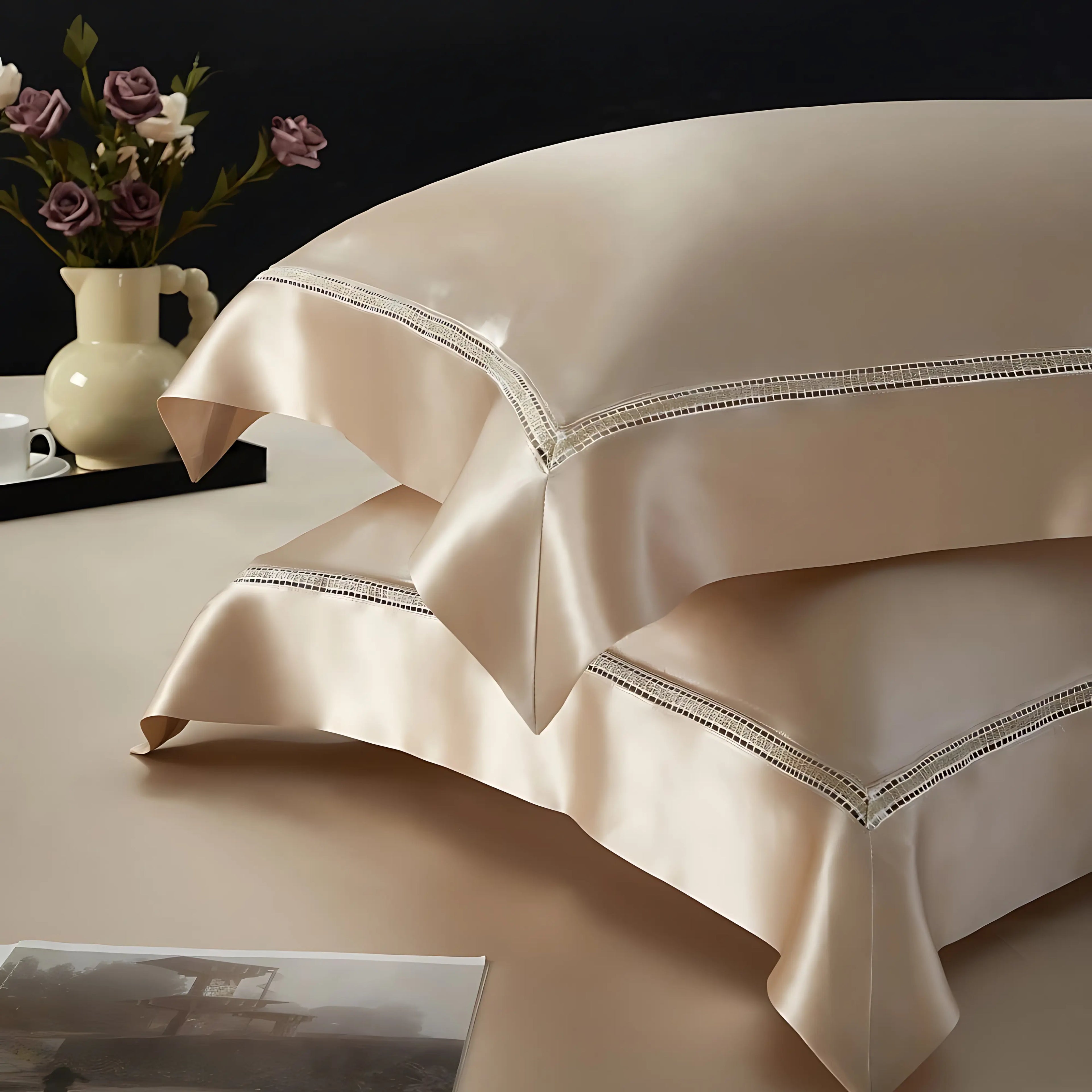 GOLDEN SERENITY MULBERRY SILK DUVET COVER &amp; SHAMS