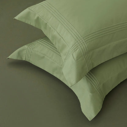 MOSS GREEN 600 THREAD COUNT DUVET COVER &amp; SHAMS