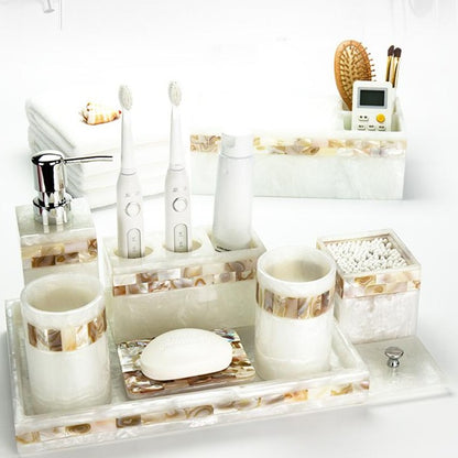 MOTHER OF PEARL BATHROOM SET