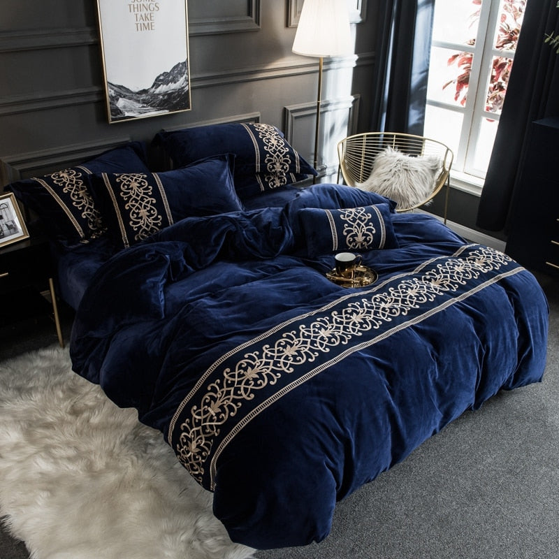 BROOKLYN VELVET ROYAL DUVET COVER &amp; SHAMS 500TC