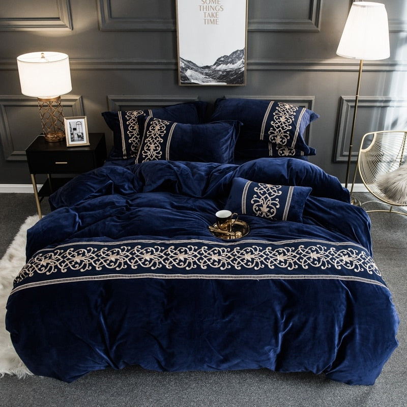 BROOKLYN VELVET ROYAL DUVET COVER &amp; SHAMS 500TC