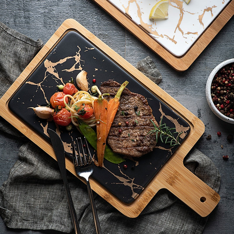 GOLDEN MARBLE SERVING PLATTER