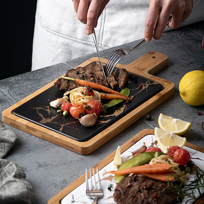 GOLDEN MARBLE SERVING PLATTER