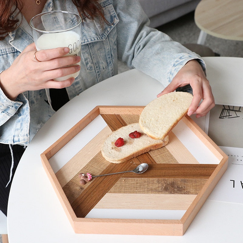 GEOMETRY SPLICE WOODEN SERVING TRAY