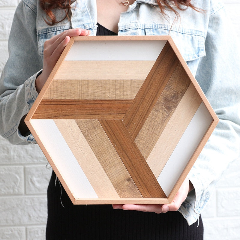 GEOMETRY SPLICE WOODEN SERVING TRAY